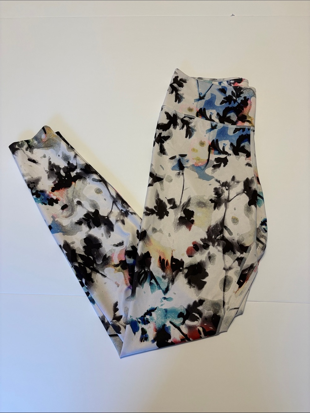 Nike Dri-Fit Floral Abstract Leggings with Black, Blue and Pink Accents